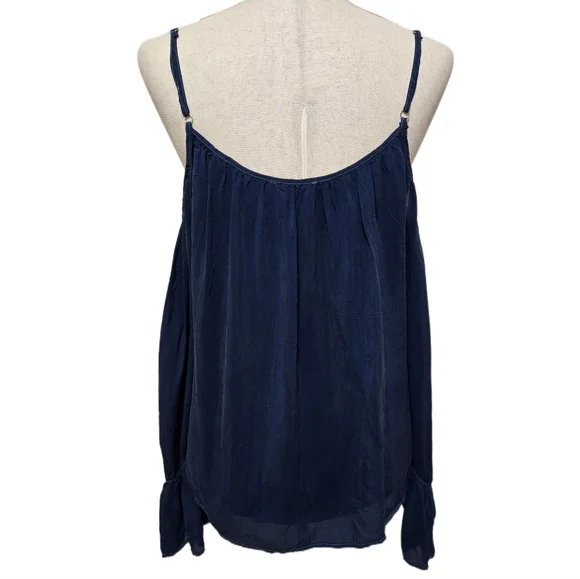 ​Maven West Navy Blue Cold Shoulder Blouse Ruffle Bell Sleeve Size Small NWT